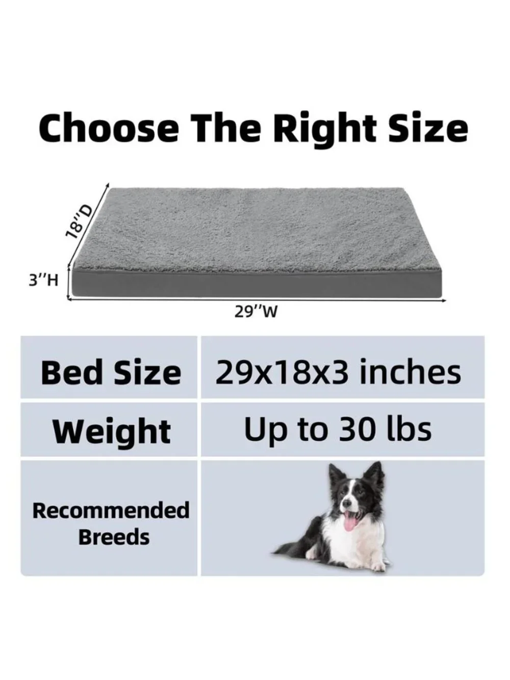 Dog Bed for Medium Dog Orthopedic Crate Bed with Removable Washable M（29*18*3）